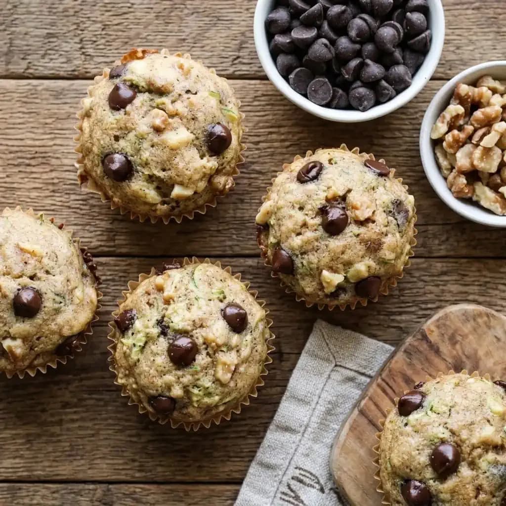 Cukkinis-banános gluténmentes csokicseppes muffin recept fotója