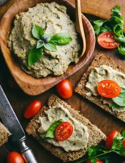 Füstölt sajtos padlizsánkrémes szendvics